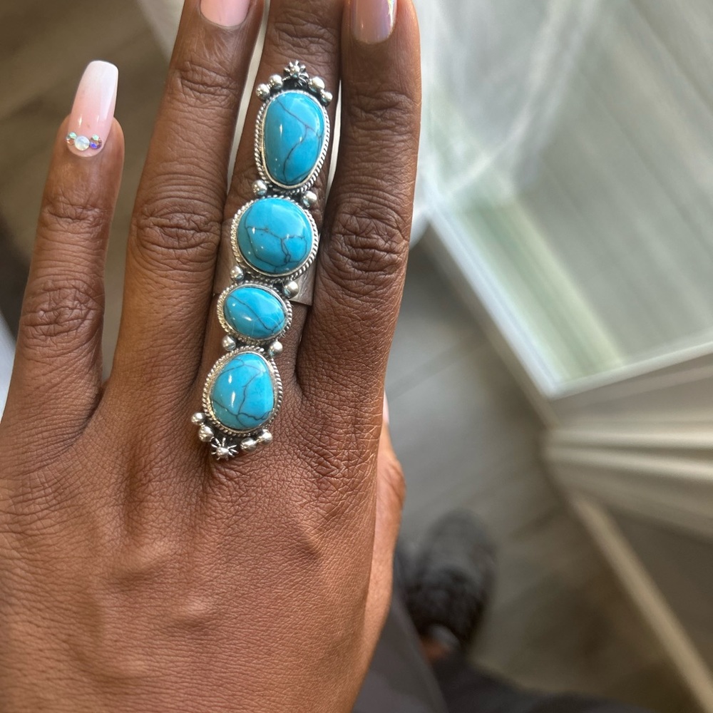 Turquoise ring statement ring - Picture 8 of 9